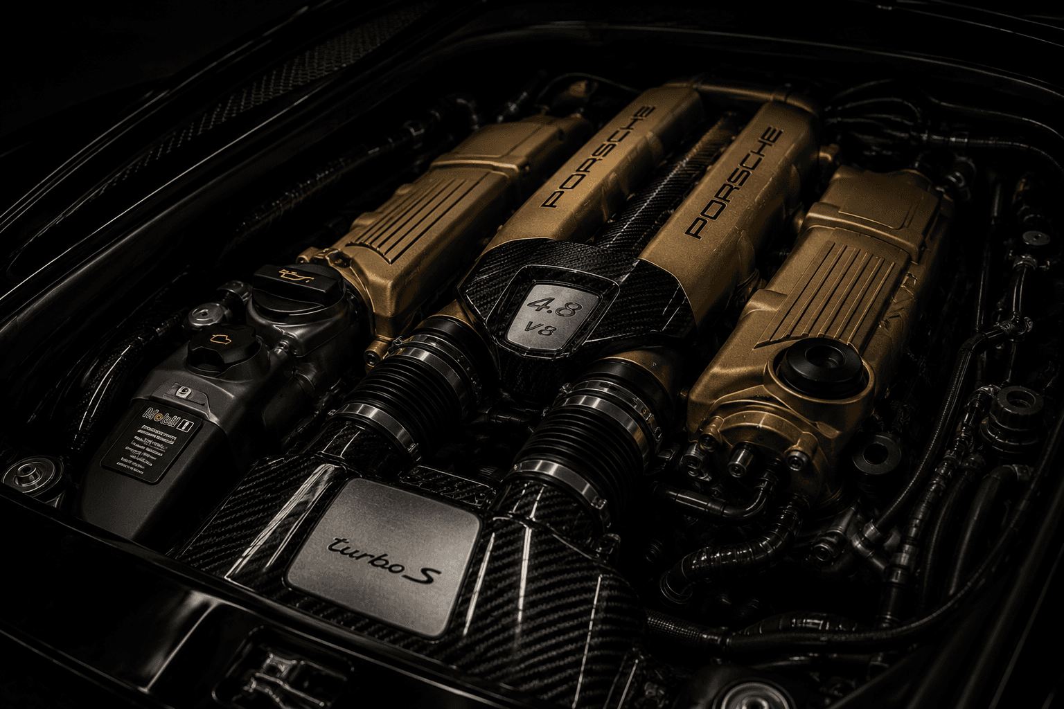 Detaljno očišćen motor Porsche sportskog automobila.